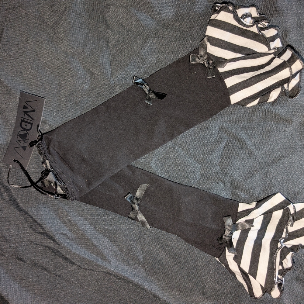 Dolls Kill Black and White Striped Gloves